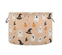 Sevdomey Ghosts and Witches' Hats Cotton Rope Storage Basket with Handles, Large Decorative Closet Shelf Basket for Nursery Playroom Classroom Organization