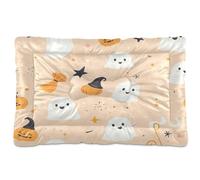 Sevdomey Ghosts and Witches' Hats Dog Bed Cat Bed Kennel Bed Crate Mattress, Washable Soft Comfortable Pet Bed Pad with Non-Slip Bottom for Small Medium Large Dogs Cats, 45x60 cm