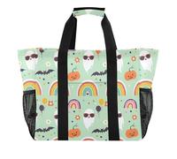 Sevdomey Ghosts Wearing Sunglasses Large Beach Bag Waterproof Canvas Tote with Pockets for Women Travel Gym Pool