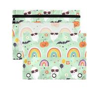 Sevdomey Ghosts Wearing Sunglasses Pencil Pouch 3 Ring with Clear Window, 2 Pack Zipper Binder Bag for Office