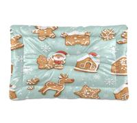 Sevdomey Gingerbread Cookies Dog Bed Cat Bed Kennel Bed Crate Mattress, Washable Soft Comfortable Pet Bed Pad with Non-Slip Bottom for Small Medium Large Dogs Cats, 60x90 cm