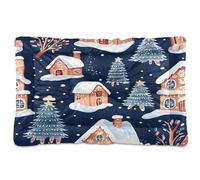 Sevdomey Gingerbread Houses Pet Pads Dog Bed Cat Bed Kennel Bed Crate Mattress, Washable Soft Comfortable Pet Bed Pad with Non-Slip Bottom for Small Medium Large Dogs Cats, 45x60 cm
