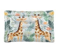 Sevdomey Giraffe Flowers Pet Pads Dog Bed Cat Bed Kennel Bed Crate Mattress, Washable Soft Comfortable Pet Bed Pad with Non-Slip Bottom for Small Medium Large Dogs Cats, 60x90 cm