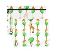 Sevdomey Giraffes Pencil Pouch 3 Ring with Clear Window, 2 Pack Zipper Binder Bag for Office