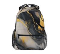 Sevdomey Gold and Black Marble Laptop Backpack, Waterproof 15L Stylish Lightweight Daypack with Multiple Pockets for Work, School & Travel