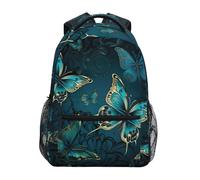 Sevdomey Gold Butterfly Laptop Backpack, Waterproof 15L Stylish Lightweight Daypack with Multiple Pockets for Work, School & Travel