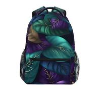 Sevdomey Gold Glitter Leaf Laptop Backpack, Waterproof 15L Stylish Lightweight Daypack with Multiple Pockets for Work, School & Travel