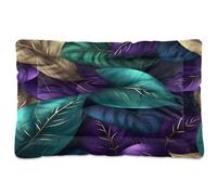 Sevdomey Gold Glitter Leaf Pet Pads Dog Bed Cat Bed Kennel Bed Crate Mattress, Washable Soft Comfortable Pet Bed Pad with Non-Slip Bottom for Small Medium Large Dogs Cats, 60x90 cm