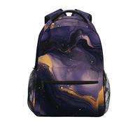 Sevdomey Gold Marble Laptop Backpack, Waterproof 15L Stylish Lightweight Daypack with Multiple Pockets for Work, School & Travel