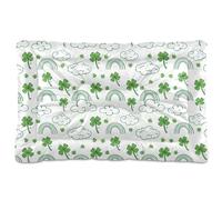 Sevdomey Green Clovers Pet Pads Kennel Bed Crate Mattress, Washable Soft Comfortable Pet Bed Pad with Non-Slip Bottom for Small Medium Large Dogs Cats, 45x60 cm