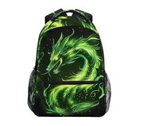 Sevdomey Green Fire Dragon Laptop Backpack, Waterproof 15L Stylish Lightweight Daypack with Multiple Pockets for Work, School & Travel