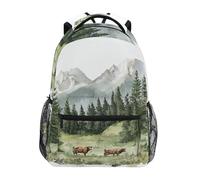 Sevdomey Green Trees and Pines Laptop Backpack, Waterproof 15L Stylish Lightweight Daypack with Multiple Pockets for Work, School & Travel