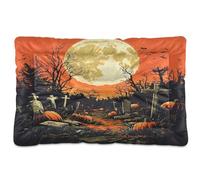 Sevdomey Halloween Full Moon Dog Bed Cat Bed Kennel Bed Crate Mattress, Washable Soft Comfortable Pet Bed Pad with Non-Slip Bottom for Small Medium Large Dogs Cats, 45x60 cm