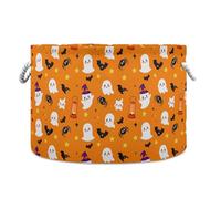 Sevdomey Halloween Ghosts Cotton Rope Storage Basket with Handles, Large Decorative Closet Shelf Basket for Nursery Playroom Classroom Organization