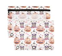 Sevdomey Halloween Ghosts Pencil Pouch 3 Ring with Clear Window, 2 Pack Zipper Binder Bag for Office