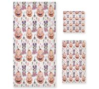 Sevdomey Halloween Ghosts Soft Absorbent 3-Piece Bathroom Towel Set - Premium Cotton Washcloth, Hand Towel & Bath Towel for Gym, Beach, Pool, Hotel, Decorative Quick-Dry Gift