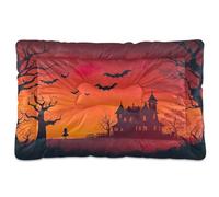 Sevdomey Halloween Night Dog Bed Cat Bed Kennel Bed Crate Mattress, Washable Soft Comfortable Pet Bed Pad with Non-Slip Bottom for Small Medium Large Dogs Cats, 60x90 cm