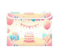 Sevdomey Happy Birthday Background Storage Bins with Lids and Carrying Handle,Foldable Storage Boxes Organizer Containers Baskets Cube for Home Bedroom Closet Office Nursery