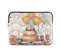 Sevdomey Happy Birthday Pattern Laptop Sleeve 15.6 Inch, Slim Protective Computer Case with Soft Padding, Top Zipper Bag for Women & Men, Fits Most 15 Inch Laptops