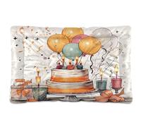 Sevdomey Happy Birthday Pattern Pet Pads Dog Bed Cat Bed Kennel Bed Crate Mattress, Washable Soft Comfortable Pet Bed Pad with Non-Slip Bottom for Small Medium Large Dogs Cats, 60x90 cm