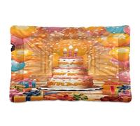 Sevdomey Happy Birthday Pet Pads Dog Bed Cat Bed Kennel Bed Crate Mattress, Washable Soft Comfortable Pet Bed Pad with Non-Slip Bottom for Small Medium Large Dogs Cats, 60x90 cm