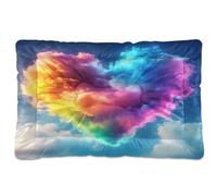 Sevdomey Heart Rainbow Cloud Pet Pads Dog Bed Cat Bed Kennel Bed Crate Mattress, Washable Soft Comfortable Pet Bed Pad with Non-Slip Bottom for Small Medium Large Dogs Cats, 45x60 cm