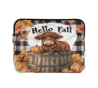 Sevdomey Highland Cow Laptop Sleeve 13.4 Inch, Slim Protective Computer Case with Soft Padding, Top Zipper Bag for Women & Men, Fits Most 13.3 Inch Laptops
