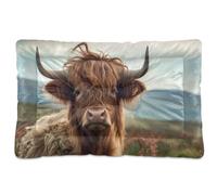 Sevdomey Highland Cow Pet Pads Dog Bed Cat Bed Kennel Bed Crate Mattress, Washable Soft Comfortable Pet Bed Pad with Non-Slip Bottom for Small Medium Large Dogs Cats, 60x90 cm