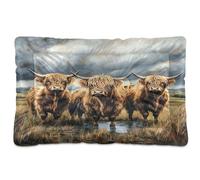 Sevdomey Highland Cows Pet Pads Dog Bed Cat Bed Kennel Bed Crate Mattress, Washable Soft Comfortable Pet Bed Pad with Non-Slip Bottom for Small Medium Large Dogs Cats, 60x90 cm