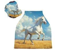 Sevdomey Horse Galloping Nursing Car Seat Cover for Babies Newborns, Multi-Purpose Soft Breathable Breastfeeding Cover - Car Seat Covers - Nursing Scarf