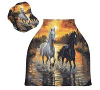 Sevdomey Horse Running Nursing Car Seat Cover for Babies Newborns, Multi-Purpose Soft Breathable Breastfeeding Cover - Car Seat Covers - Nursing Scarf