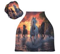 Sevdomey Horse Running Nursing Car Seat Cover for Babies Newborns, Multi-Purpose Soft Breathable Breastfeeding Cover - Car Seat Covers - Nursing Scarf