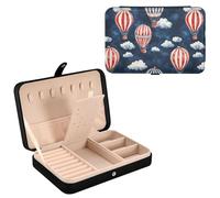 Sevdomey Hot Air Balloons Jewelry Box PU Leather for Women Girls, Velvet Lined Travel Portable Jewelry Storage Case for Rings, Earrings, Necklaces, Bracelets