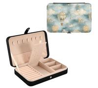 Sevdomey Hot Air Balloons Jewelry Box PU Leather for Women Girls, Velvet Lined Travel Portable Jewelry Storage Case for Rings, Earrings, Necklaces, Bracelets