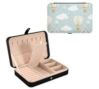 Sevdomey Hot Air Balloons Jewelry Box PU Leather for Women Girls, Velvet Lined Travel Portable Jewelry Storage Case for Rings, Earrings, Necklaces, Bracelets