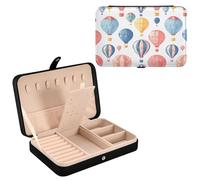 Sevdomey Hot Air Balloons Jewelry Box PU Leather for Women Girls, Velvet Lined Travel Portable Jewelry Storage Case for Rings, Earrings, Necklaces, Bracelets