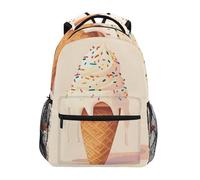 Sevdomey Ice Cream Cone Laptop Backpack, Waterproof 15L Stylish Lightweight Daypack with Multiple Pockets for Work, School & Travel