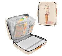 Sevdomey Ice Cream Cone Waterproof Expanding File Folder, Accordion Document Organizer with Zipper & Sticky Labels, Large Capacity A4/Letter Size for Office Home