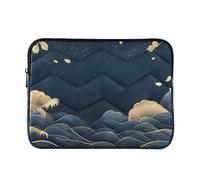 Sevdomey Japanese Wave Laptop Sleeve 13.4 Inch, Slim Protective Computer Case with Soft Padding, Top Zipper Bag for Women & Men, Fits Most 13.3 Inch Laptops