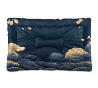 Sevdomey Japanese Wave Pet Pads Dog Bed Cat Bed Kennel Bed Crate Mattress, Washable Soft Comfortable Pet Bed Pad with Non-Slip Bottom for Small Medium Large Dogs Cats, 60x90 cm