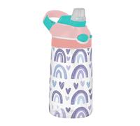 Sevdomey Lavender Rainbows Kids Water Bottle with Straw for Girls Boys, Stainless Steel Insulated Leakproof Water 480ml for School Nursery Travel Sports