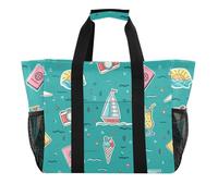 Sevdomey Lighthouse Large Beach Bag Waterproof Canvas Tote with Pockets for Women Travel Gym Pool