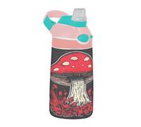 Sevdomey Magic Mushroom Kids Water Bottle with Straw for Girls Boys, Stainless Steel Insulated Leakproof Water 480ml for School Nursery Travel Sports