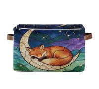 Sevdomey Moon Fox Storage Basket | Large Cube Organizer Collapsible Storage Bin with Handle for Shelves Closet Laundry Home Office Decor, 2 Pack