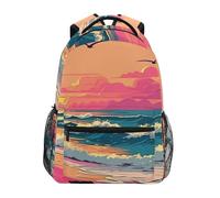 Sevdomey Ocean Waves Laptop Backpack, Waterproof 15L Stylish Lightweight Daypack with Multiple Pockets for Work, School & Travel