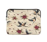 Sevdomey Old School Tattoo Laptop Sleeve 13.4 Inch, Slim Protective Computer Case with Soft Padding, Top Zipper Bag for Women & Men, Fits Most 13.3 Inch Laptops