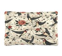 Sevdomey Old School Tattoo Pet Pads Dog Bed Cat Bed Kennel Bed Crate Mattress, Washable Soft Comfortable Pet Bed Pad with Non-Slip Bottom for Small Medium Large Dogs Cats, 45x60 cm