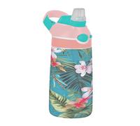Sevdomey Palm Dragonflies Kids Water Bottle with Straw for Girls Boys, Stainless Steel Insulated Leakproof Water 480ml for School Nursery Travel Sports