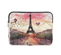 Sevdomey Paris Eiffel Tower Laptop Sleeve 13.4 Inch, Slim Protective Computer Case with Soft Padding, Top Zipper Bag for Women & Men, Fits Most 13.3 Inch Laptops