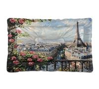 Sevdomey Paris Eiffel Tower Pet Pads Dog Bed Cat Bed Kennel Bed Crate Mattress, Washable Soft Comfortable Pet Bed Pad with Non-Slip Bottom for Small Medium Large Dogs Cats, 45x60 cm